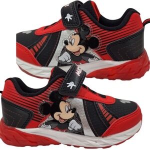 MICKEY Boys Light-Up‎ Shoes Sneakers Toddlers Size 9 (17 Cm) New color Red Black